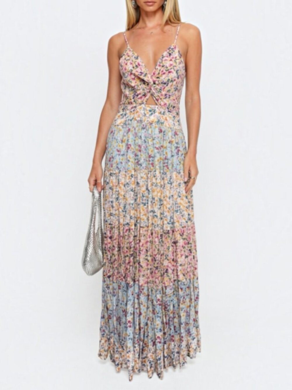 Angie Floral Peekaboo Tiered Maxi Dress